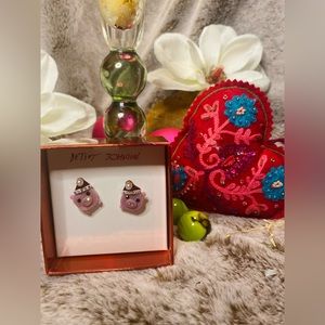 Betsey Johnson Christmas Pig Stud Earrings